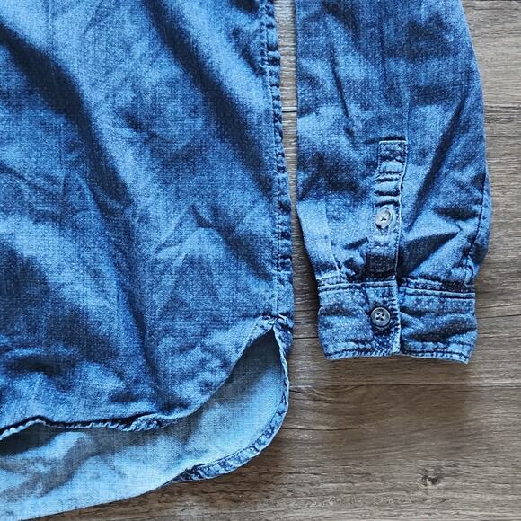 PILCRO AND THE LETTERPRESS ANTHRO Split Hem Denim Shirt S - Picture 6 of 12